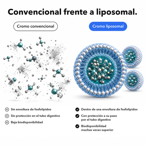 Cromo Liposomal: Convencional frente a liposomal