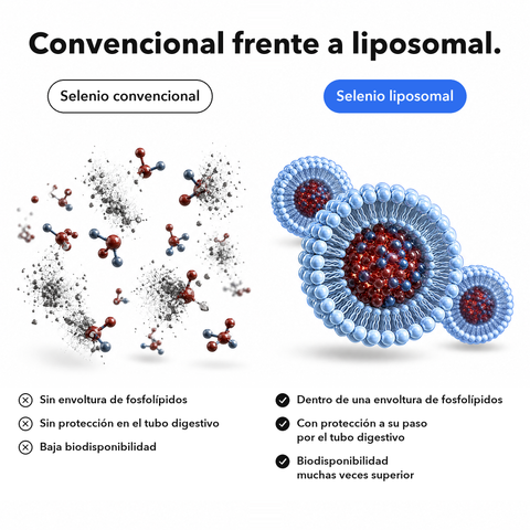 Selenio Liposomal: Convencional frente a liposomal