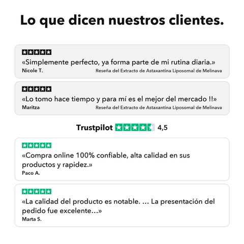 Extracto de Astaxantina Liposomal: Lo que dicen nuestros clientes