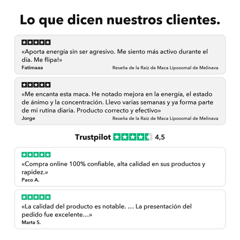 Raíz de Maca Liposomal: Lo que dicen nuestros clientes